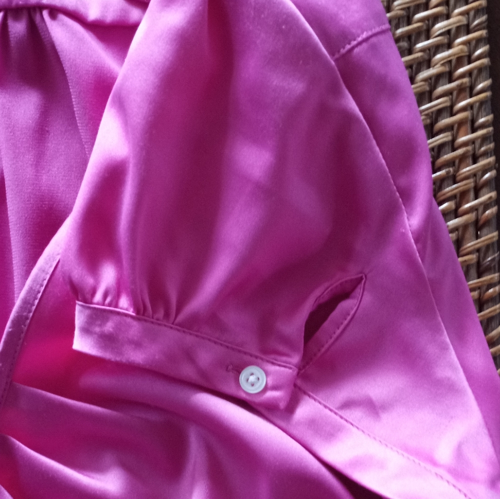 Express Satin Wrap Blouse in Bright Pink - Picture 7 of 12